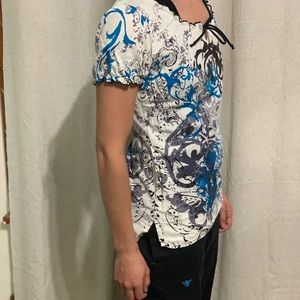 Patterned Peaches Uniforms Scrub Top